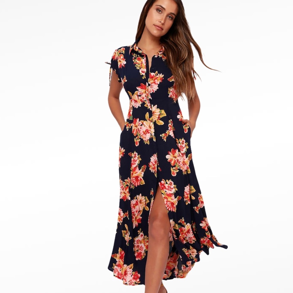 Lulus “I’m Worth It” Floral Midi Dress